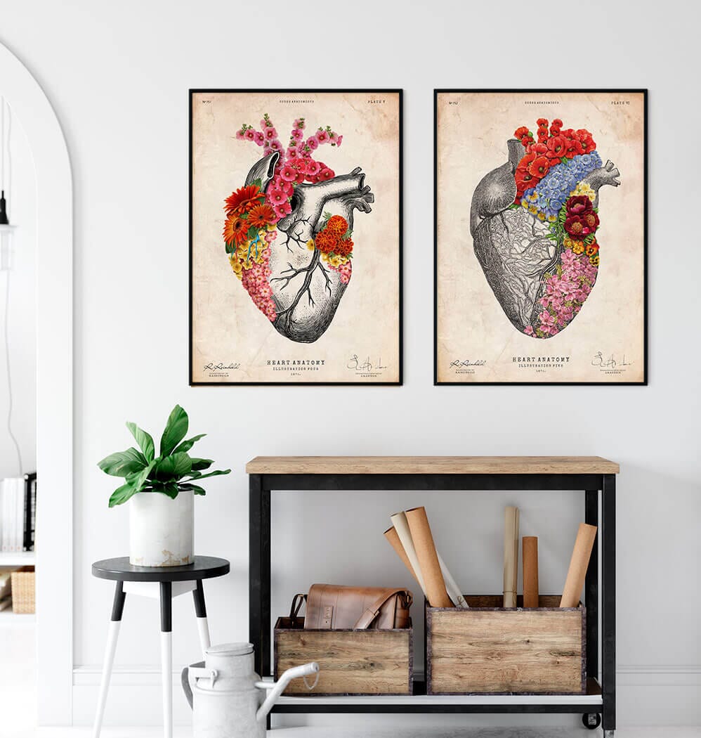 Floral heart anatomy art print – Codex Anatomicus