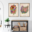 Load image into Gallery viewer, Digestive system anatomy art with flowers

