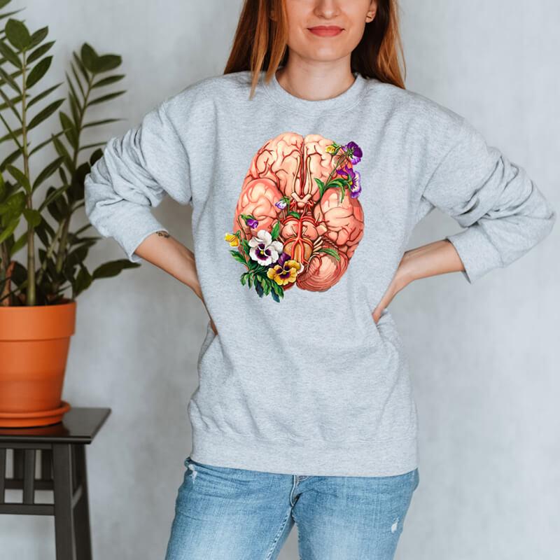 Brain Anatomy Sweatshirt - Floral - Codex Anatomicus