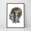 Charger l'image dans la galerie, Brain anatomy art poster in color
