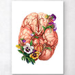 Load image into Gallery viewer, Brain with flowers anatomy art
