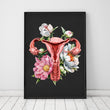 Load image into Gallery viewer, Floral uterus anatomy art print in a frame by Codex Anatomicus
