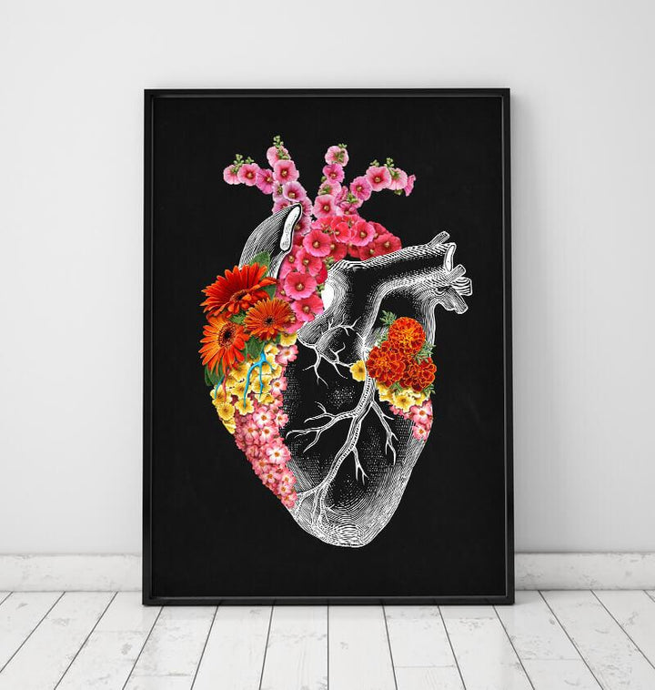 Floral heart anatomy art print - Codex Anatomicus