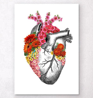 Floral heart anatomy art print - Codex Anatomicus
