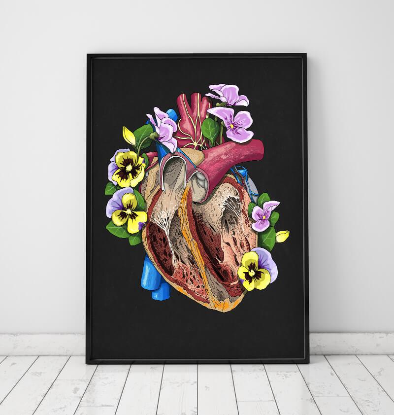 Heart with flowers poster - Codex Anatomicus