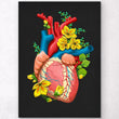 Load image into Gallery viewer, Heart anatomy poster with flowers
