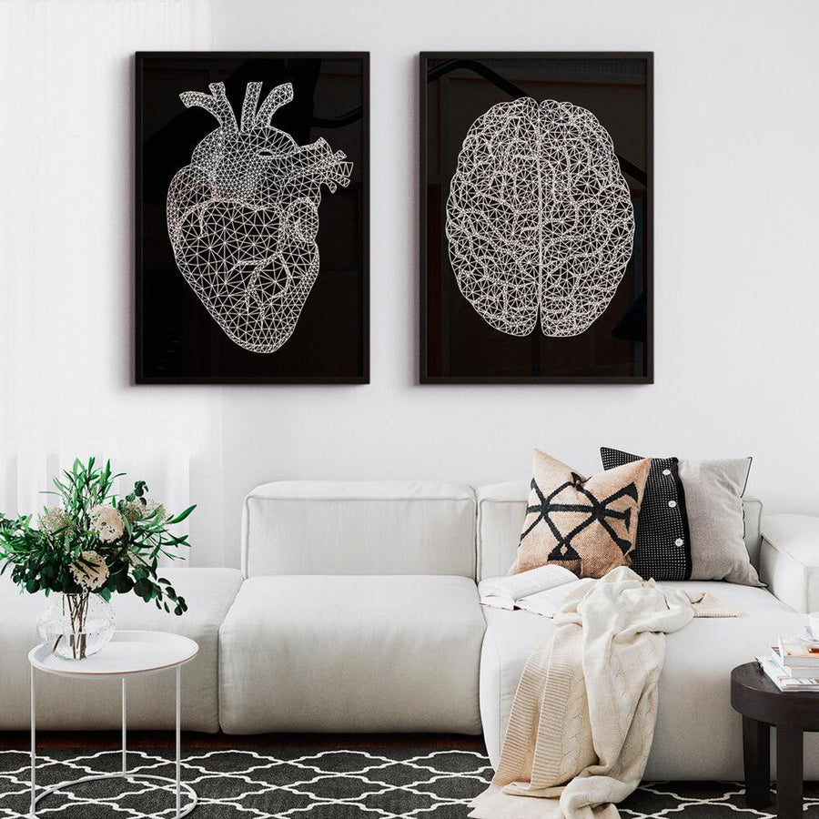 Minimal geometric heart art print - Codex Anatomicus