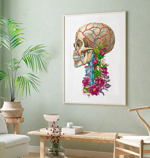 Floral skull - Anatomy art print - Codex Anatomicus