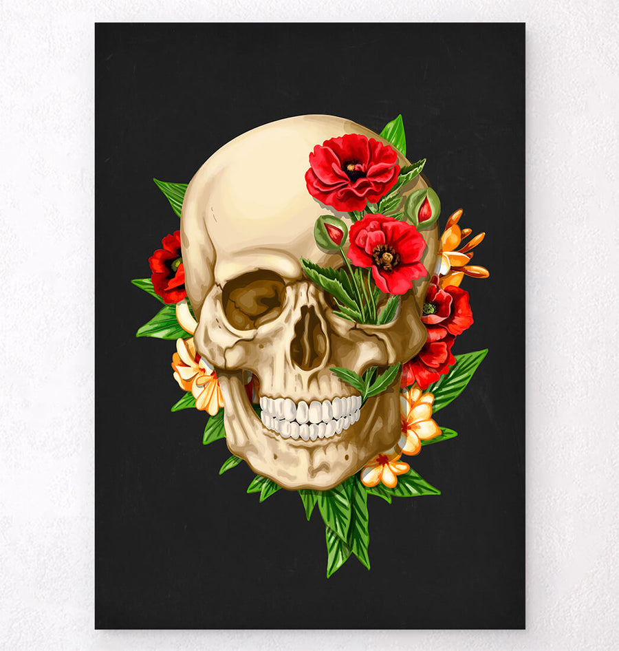 Skull with flowers - Anatomy art print - Codex Anatomicus
